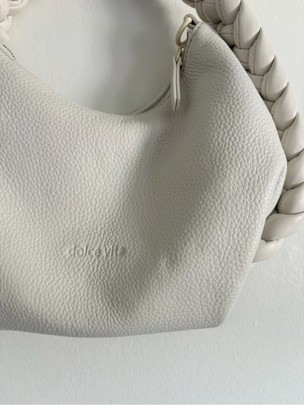 Dolce Vita Pippa Braided Handbag in Cream Leather